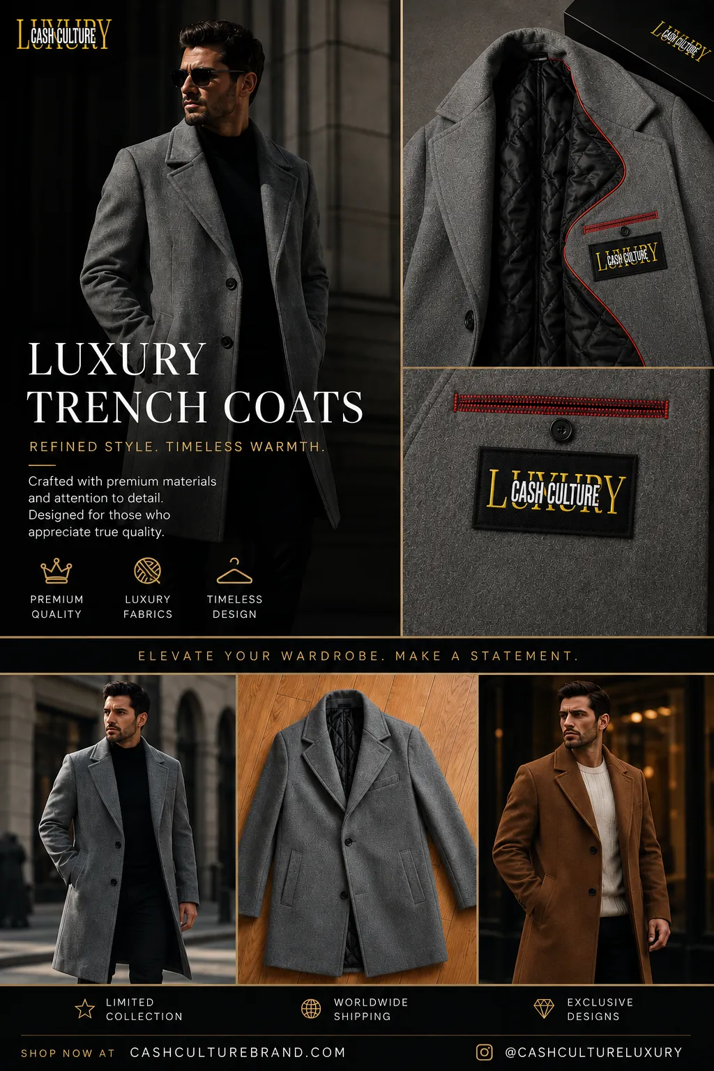 Cash Culture Luxury trench coats